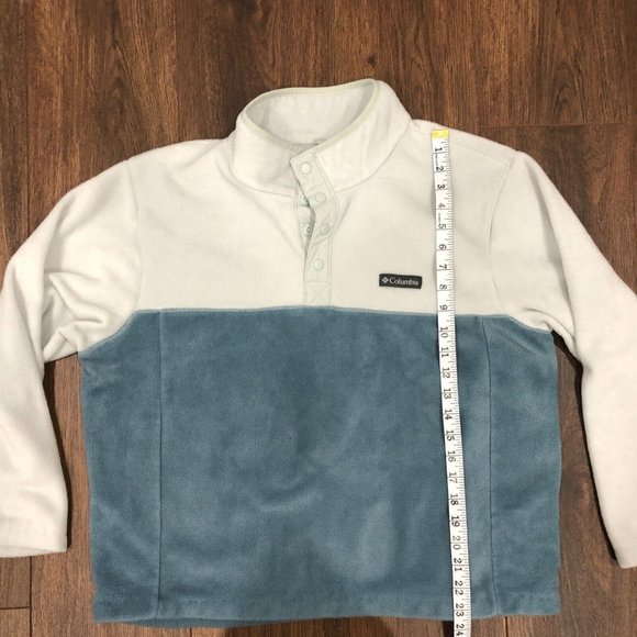 Columbia Sweater Adult Large Blue 1/4 Snap Two Tone Pullover Long Sleeve Fleece - Picture 3 of 7